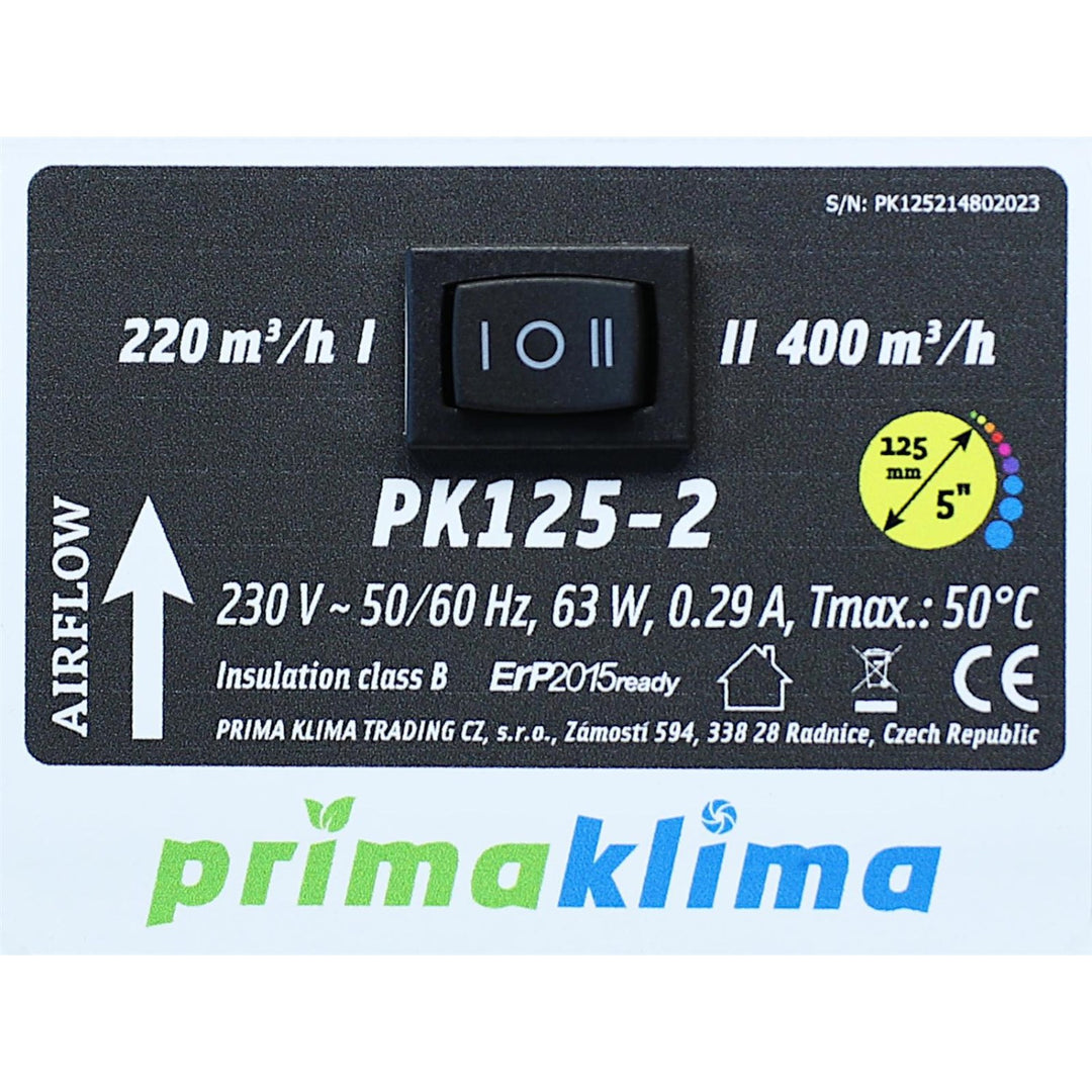 Prima Klima PK125-2 400(220)m³/h, Ø125mm