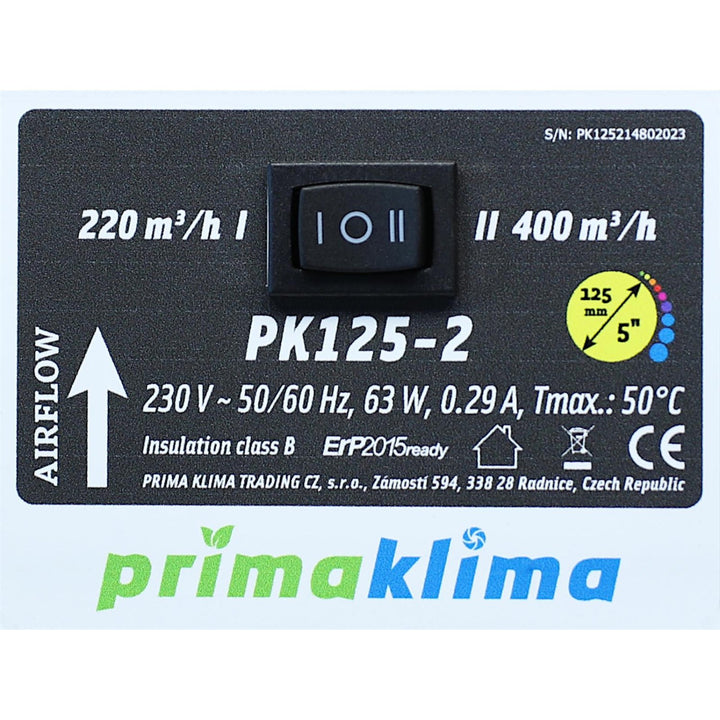Prima Klima PK125-2 400(220)m³/h, Ø125mm